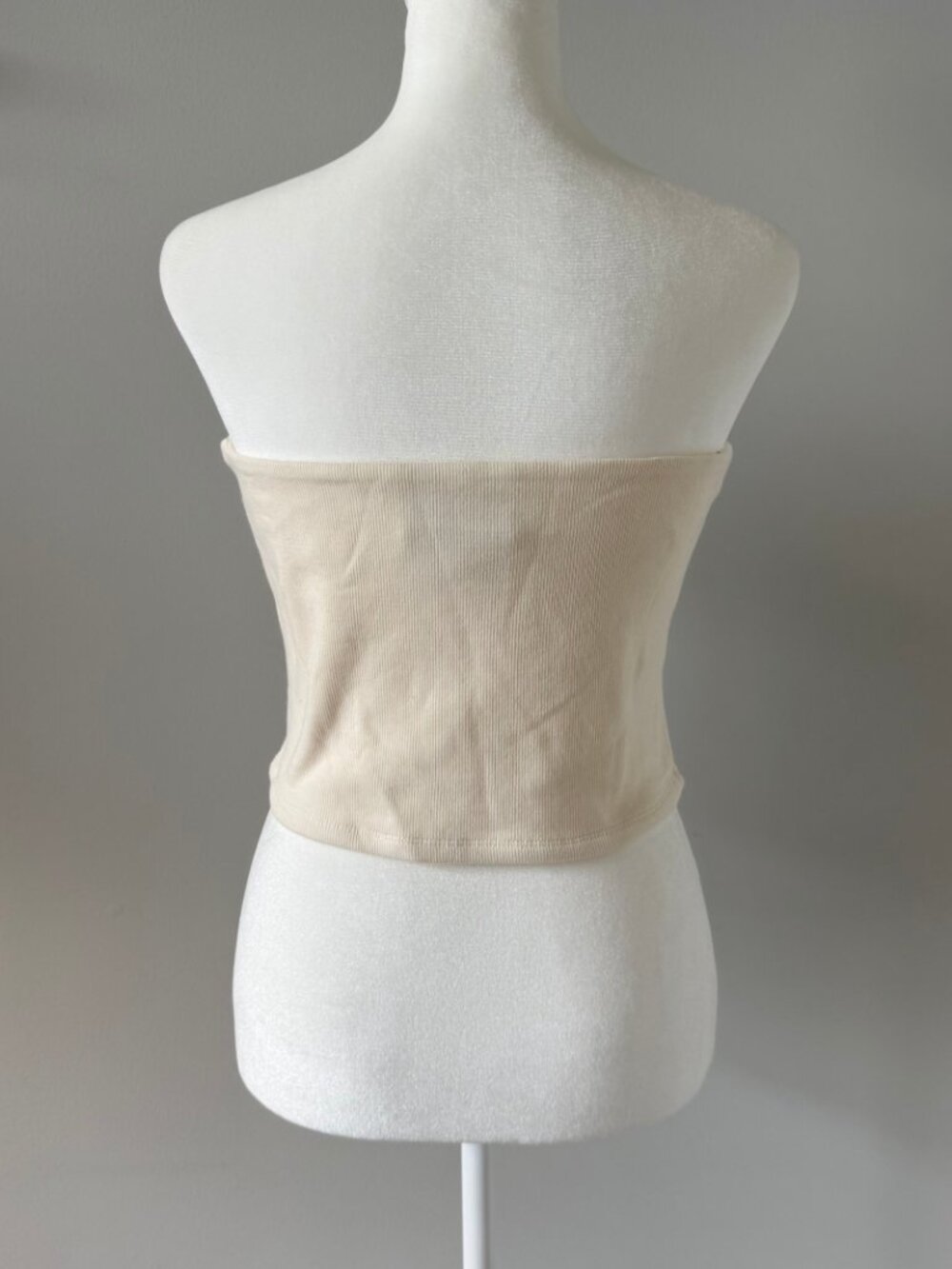 Pink Rose Cream Ribbed Tube Top - Picture 4 of 5